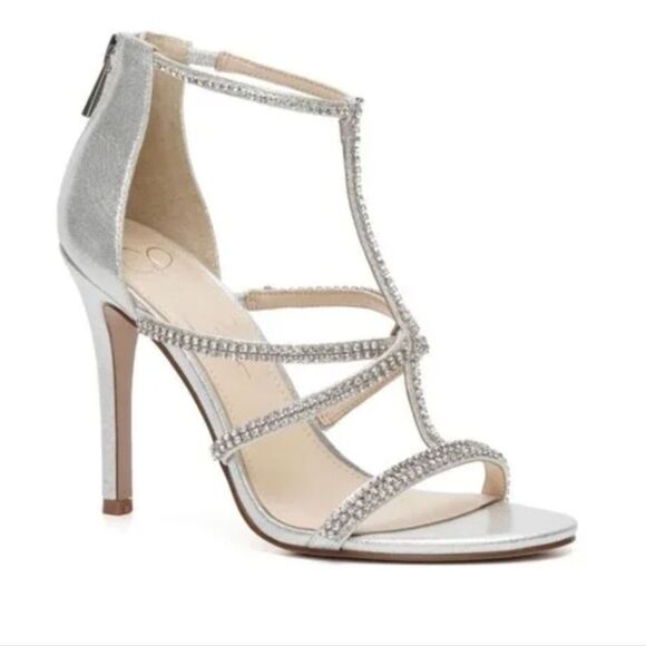 BRAND NEW JESSICA SIMPSON WOMEN'S SIDRA RHINESSTONE STILETTO HEEL SANDAL - Picture 8 of 16